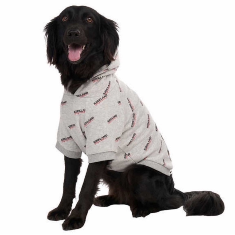 NWT Kirkland Signature Logo Pet Hoodie for Dog / Cat GRAY - size S cozy winter